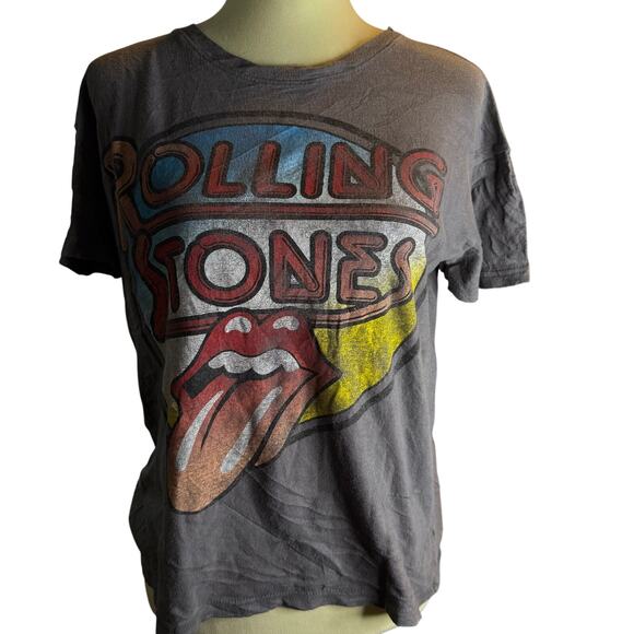 Rolling Stones Vintage Style Tongue Logo Graphic Tee, Gray, Size Small - Picture 1 of 4